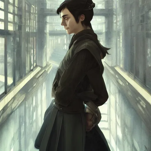 Image similar to Portrait of arya stark in modern tokyo, elegant, digital painting, highly detailed, fantasy, artstation, concept art, smooth, sharp focus, illustration, art by artgerm and greg rutkowski and alphonse mucha