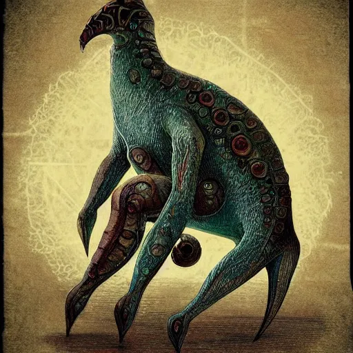 Image similar to bestiary of whimsical uncanny creatures from the depths of the unconscious psyche