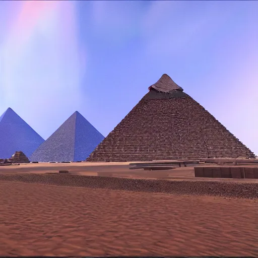 Prompt: cyberpunk future digital Giza pyramids