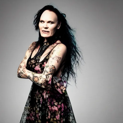 Image similar to tarja turunen from the band nightwish wear a flower dress