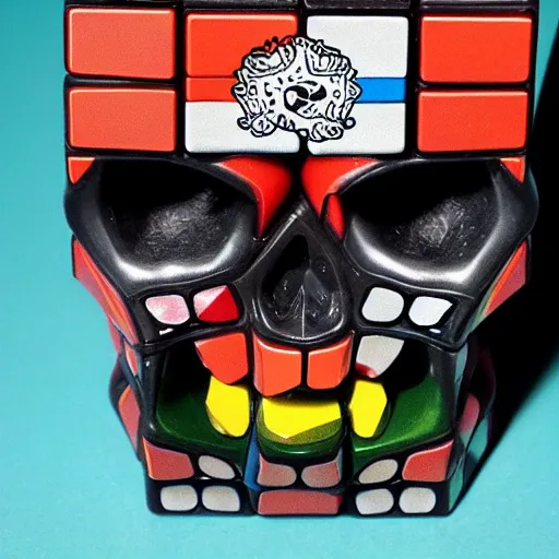 Image similar to a skull shaped rubik's cube