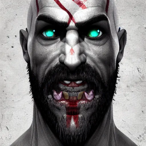 Image similar to portrait from kratos from god of war, retrowave, trending on artstation