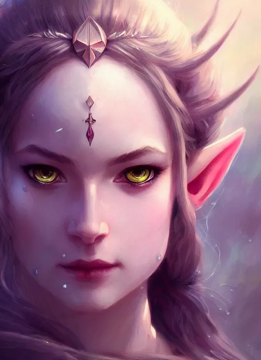 Image similar to beautiful one face portrait of a seductive princess zelda, dark fantasy esoteric, closeup, d & d, fantasy, intricate, elegant, highly detailed, digital painting, artstation, concept art, matte, sharp focus, illustration, art by artgerm and tom bagshaw and greg rutkowski and alphonse mucha