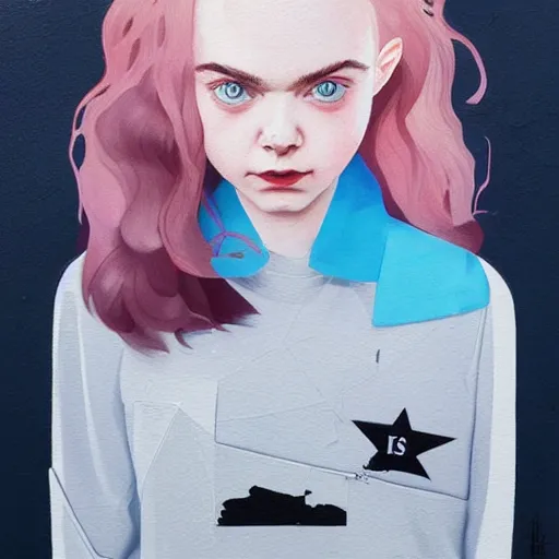 Image similar to Elle Fanning in the Special Forces picture by Sachin Teng, asymmetrical, dark vibes, Realistic Painting , Organic painting, Matte Painting, geometric shapes, hard edges, graffiti, street art:2 by Sachin Teng:4