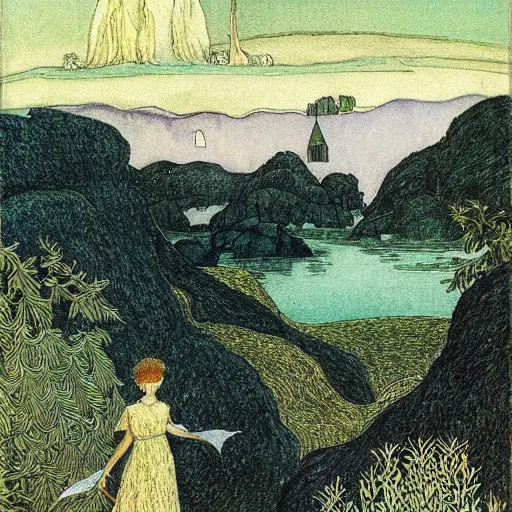 Image similar to A Landscape by Ida Rentoul Outhwaite