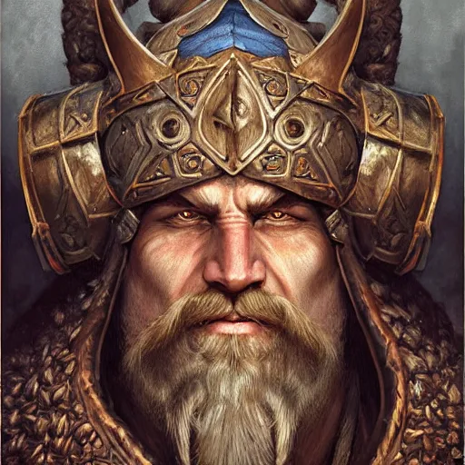 Image similar to digital painting of a hugh viking king by filipe pagliuso and justin gerard, symmetric, fantasy, highly, detailed, realistic, intricate