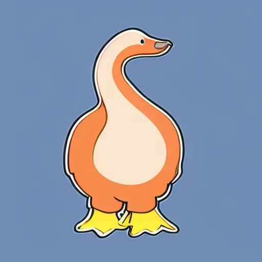 Image similar to cute goose, cute face, full body, chubby, sticker concept design