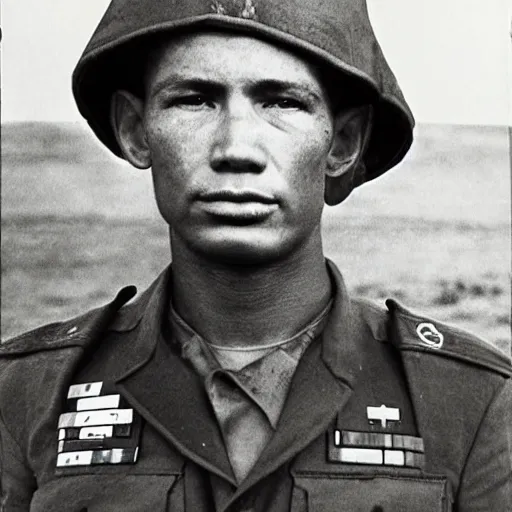 Image similar to Sargent Lincoln Osiris as a soldier in Vietnam, award winning historical photograph