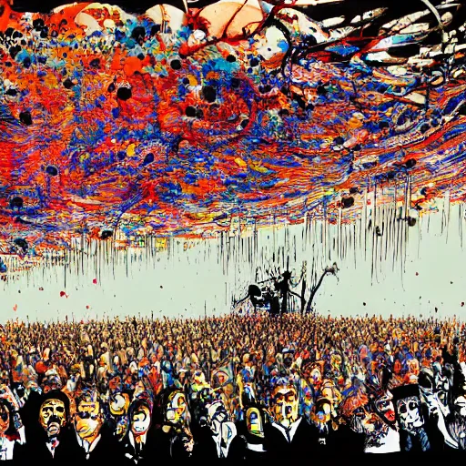 Prompt: the Republican national convention, Ralph steadman, psychedelic, surreal, ink splatter, detailed, 4k