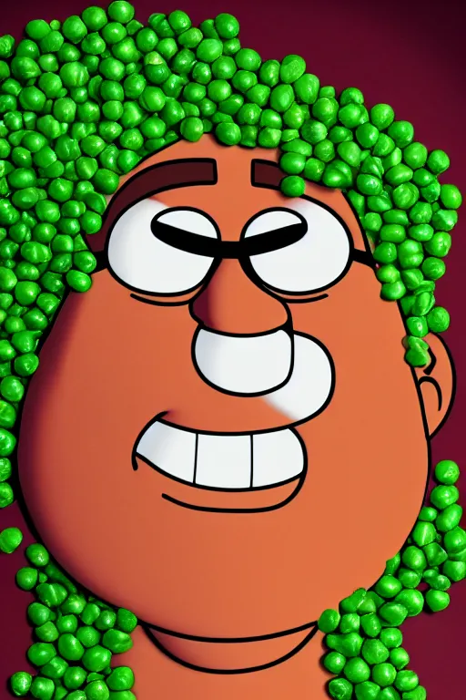 Image similar to 📷 peter griffin is pea, made of food, head portrait, dynamic lighting, 4 k