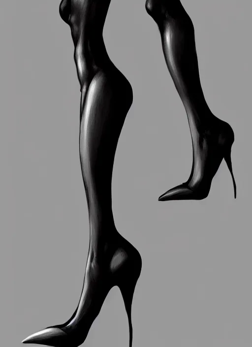 Prompt: dark witch wearing high heels, fullbody and head view, highly detailed, artgerm style, artstation, soft light, sharp focus, illustration, character design, concept art