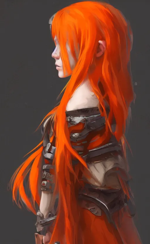 Prompt: young angry girl with orange hair, warrior dress, by Sam Yang , 4k, digital art, concept art, trending on artstation