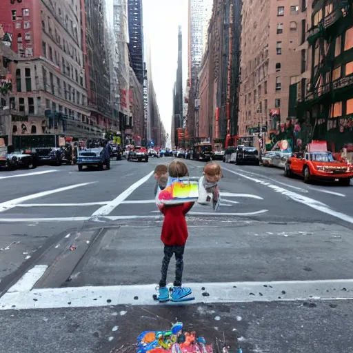 Prompt: childs drawing on new york city