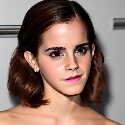 Image similar to emma watson mixed with kim kardashian, full - figure profile shot