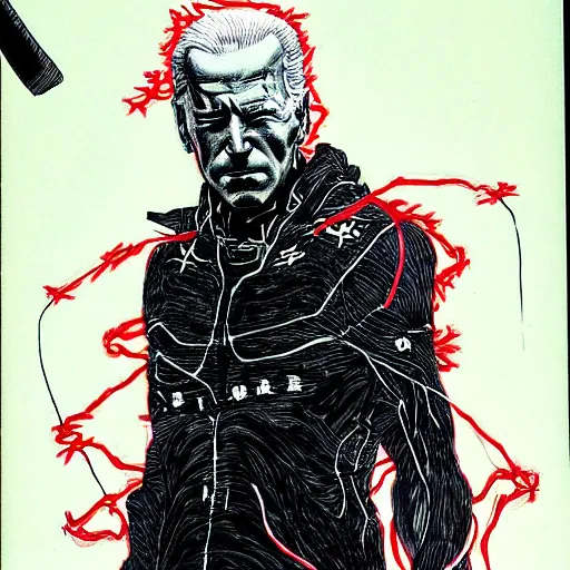 Image similar to Joe Biden looking sinister, by Tsutomu Nihei, highly detailed