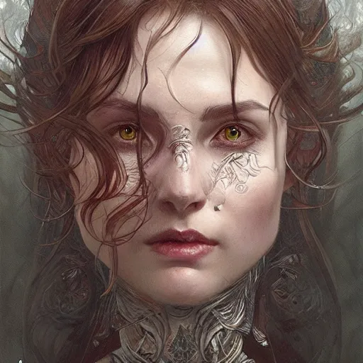 Image similar to portrait of an eldrich horror, D&D, fantasy, intricate, elegant, highly detailed, digital painting, artstation, concept art, smooth, sharp focus, illustration, art by artgerm and greg rutkowski and alphonse mucha