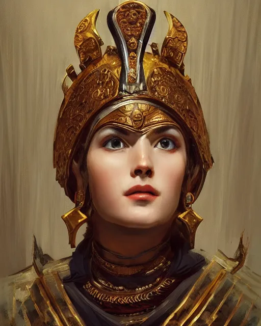 Image similar to portrait of an ancient greek character in intricate ornate armor with an ivory mask, by ilya kuvshinov, by thomas lawrence, by bayard wu, trending on artstation, masterpiece