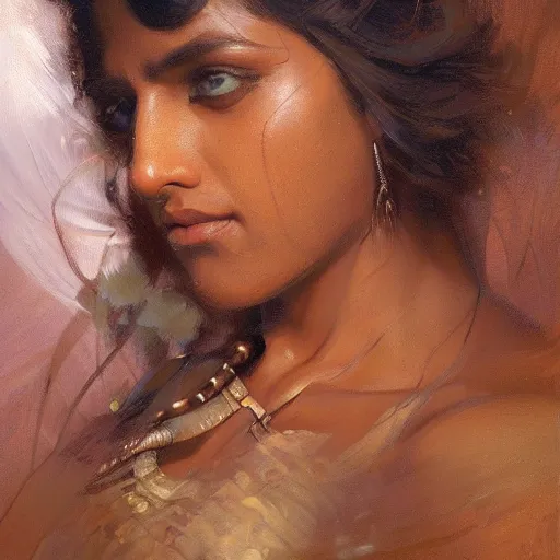 Image similar to a fit indian woman. highly detailed painting by gaston bussiere, craig mullins, j. c. leyendecker 8 k