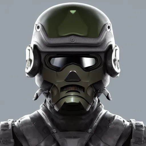 Image similar to military headgear helmet soldier nano tech mechanical mask vision future sharp crisp front view faceless trending on artstation digital paint 4 k render unreal engine digital painting