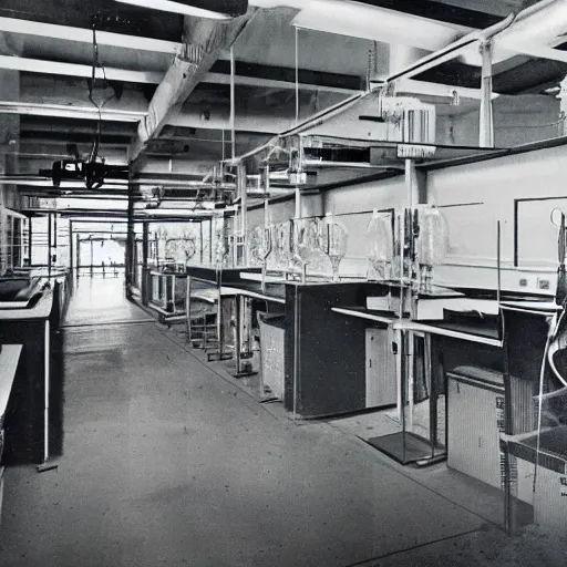 Image similar to a very modern laboratory after a failed experiment