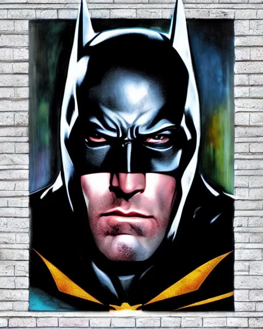 Image similar to batman ben affleck, airbrush, drew struzan illustration art, key art, movie poster