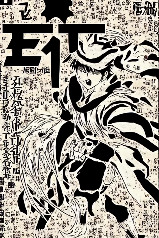 Image similar to manga cover, cover art for manga, full color, seinen manga by kentaro miura. text kanji hiragana on the cover simplistic minimalist stylized cover art, coherent professional