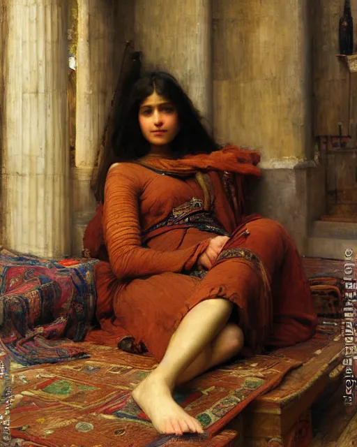 Prompt: a an exhausted artist in his studio orientalist intricate portrait by john william waterhouse and edwin longsden long and theodore ralli and nasreddine dinet, oil on canvas. cinematic, hyper realism, dramatic lighting, high detail 8 k