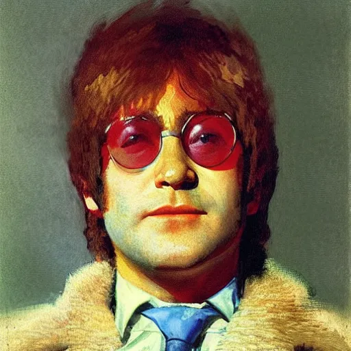 Image similar to portrait of elton john lennon in 1 9 7 0 by ilya repin