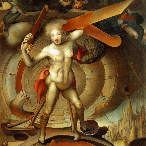 Image similar to A illustration. A rip in spacetime. Did this device in his hand open a portal to another dimension or reality?! Labyrinth Pan's by Frans Francken the Younger, by Santiago Calatrava