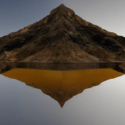 Prompt: lake made of gold metal, metallic, ultra hd, 8 k, digital render, reflections