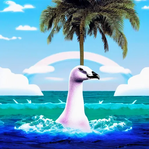 Prompt: vaporwave goose