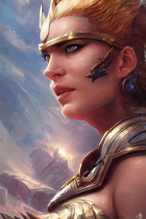 Image similar to amazon valkyrie athena, d & d, fantasy, portrait, highly detailed, headshot, digital painting, trending on artstation, concept art, sharp focus, illustration, art by artgerm and greg rutkowski and magali villeneuve