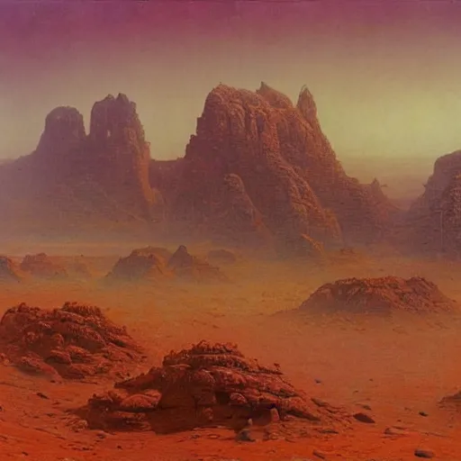 Prompt: alien landscape filled with lithups, filigree ornaments, wadi rum, jordan, volumetric lights, beksinski