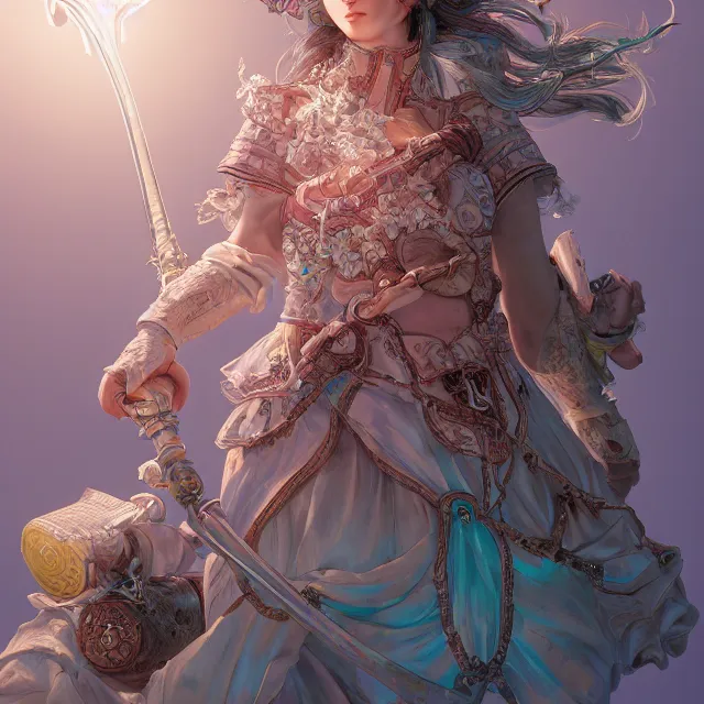 Image similar to the portrait of neutral good colorful female cleric bard as absurdly beautiful, gorgeous, elegant, skinny young gravure idol, an ultrafine hyperdetailed illustration by kim jung gi, irakli nadar, intricate linework, sharp focus, bright colors, octopath traveler, final fantasy, unreal engine 5 highly rendered, global illumination, radiant light, detailed and intricate environment