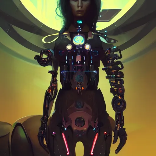 Image similar to a portrait of a beautiful cybernetic techno queen, cyberpunk concept art by pete mohrbacher and wlop and artgerm josan gonzalez and syd mead, digital art, highly detailed, intricate, sci-fi, sharp focus, Trending on Artstation HQ, deviantart, unreal engine 5, 4K UHD image