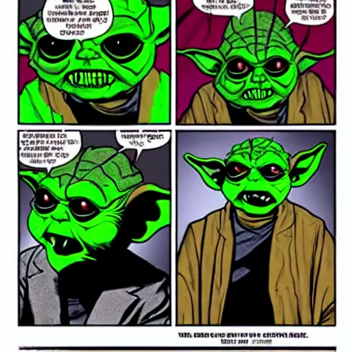 Image similar to zombie yoda, yoda as a zombie, chris claremont, zombified, scary