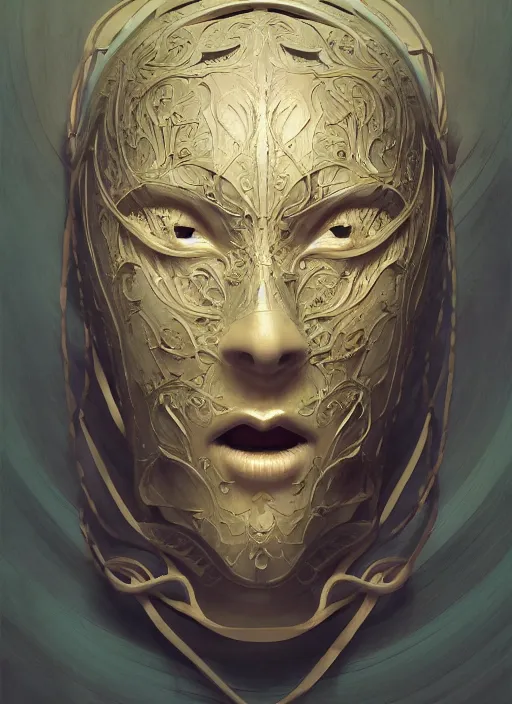 Image similar to Floating thespian mask, bodyless, alone, book, art nouveau, Detailed Digital Art, Oil Paining, Exquisite detail, post-processing, masterpiece, Cinematic Lighting, Unreal Engine, 8k, HD, Stanley Artgerm Lau, WLOP, Rossdraws, Frank Frazetta, Andrei Riabovitchev, Marc Simonetti, trending on artstation