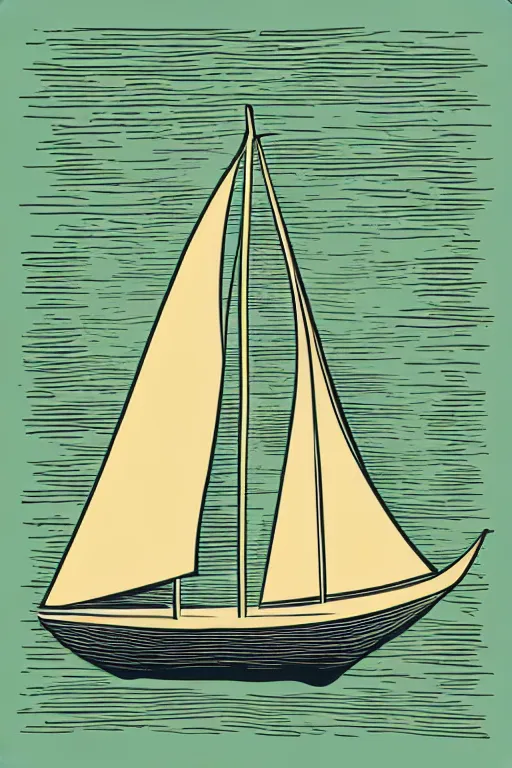 Image similar to minimalist boho style art of a sailing ship, illustration, vector art