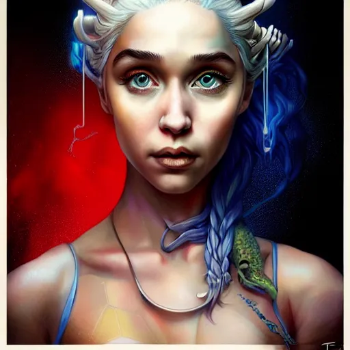 Image similar to Lofi BioPunk portrait daenerys targaryen with a dragon Pixar style by Tristan Eaton Stanley Artgerm and Tom Bagshaw