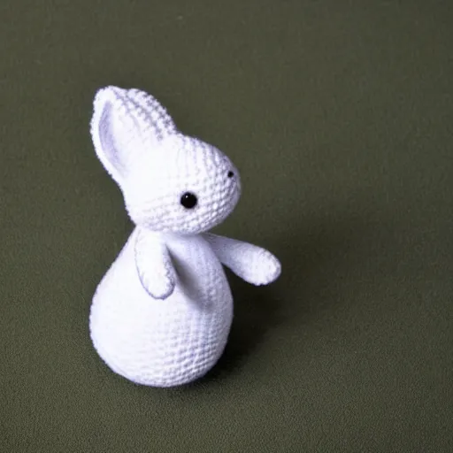 Prompt: minimalistic crocheted plush toy of a white bunny