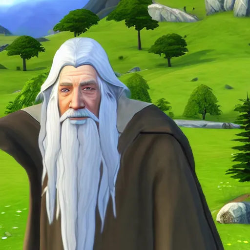Prompt: Gandalf from Lord of the Rings in The Sims 4