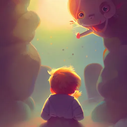 Prompt: very cute illustration for a children's book, digital art, detailed, rim light, exquisite lighting, clear focus, very coherent, soft lighting, character design, concept, atmospheric, dystopian, sci - fi, dark, trending on artstation, fog, sun flare