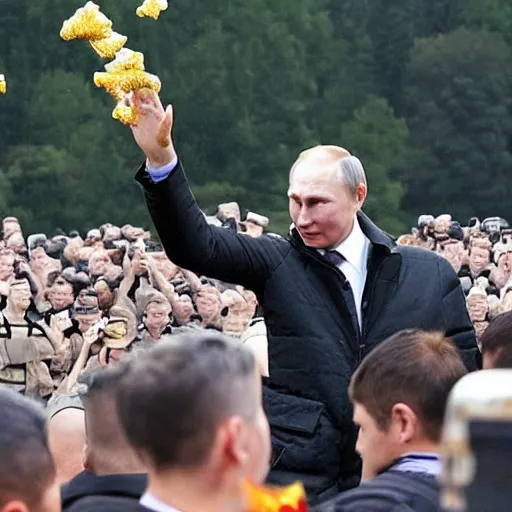 Prompt: Putin throwing honey grenade