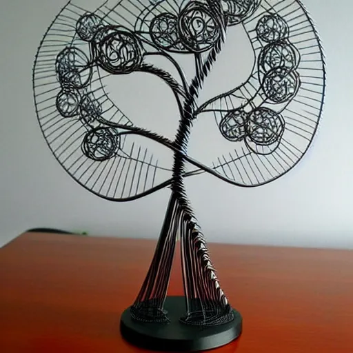 Prompt: futuristic contemporary wire tree, art deco, art nouveau, intricate, elaborate, highly detailed, dramatic lighting