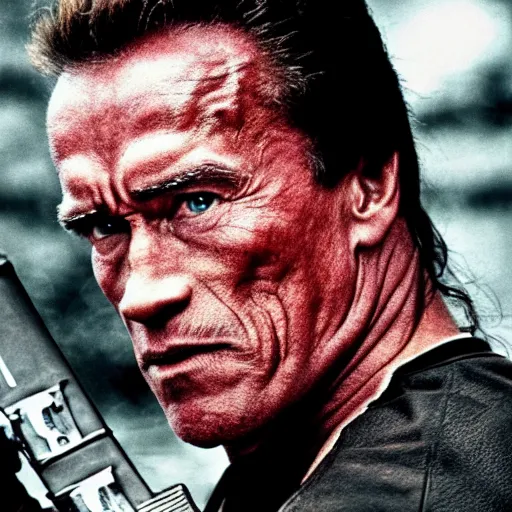 Image similar to an film still of arnold schwarzenegger as samurai, cinematic, dramatic action