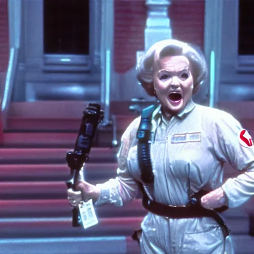 Image similar to stunning awe inspiring betty white as a ghostbuster in the movie ghostbusters, movie still 8 k hdr atmospheric lighting