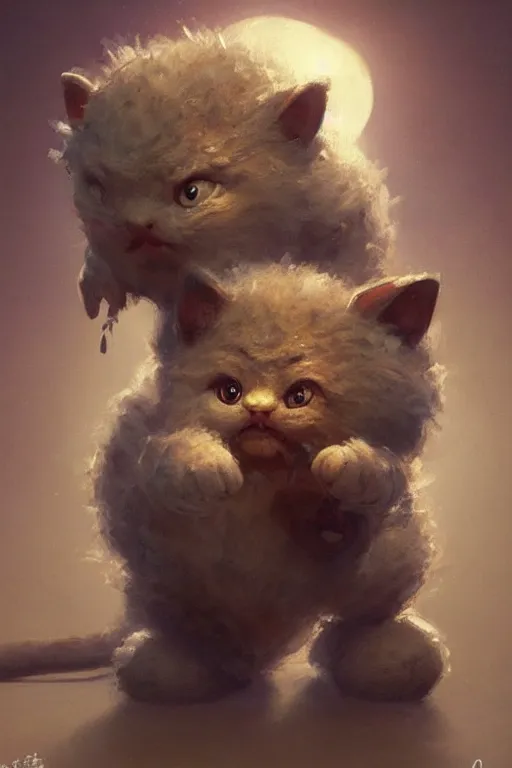 Prompt: a very cute character baby creature from the thing movie and dragon ball and kawai cat, beautiful painting by louis remy mignot, greg rutkowski, ilya repin, nice lighting, smooth tiny details, soft and clear shadows, low contrast, perfect