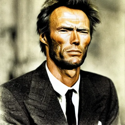 Prompt: clint eastwood by gustav klimy
