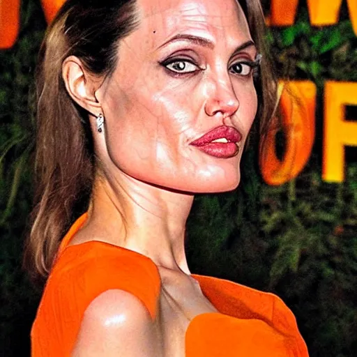 Image similar to an orange with the face of angelina jolie