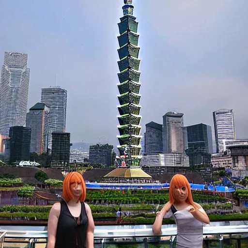 Prompt: A cosplay of Taipei 101